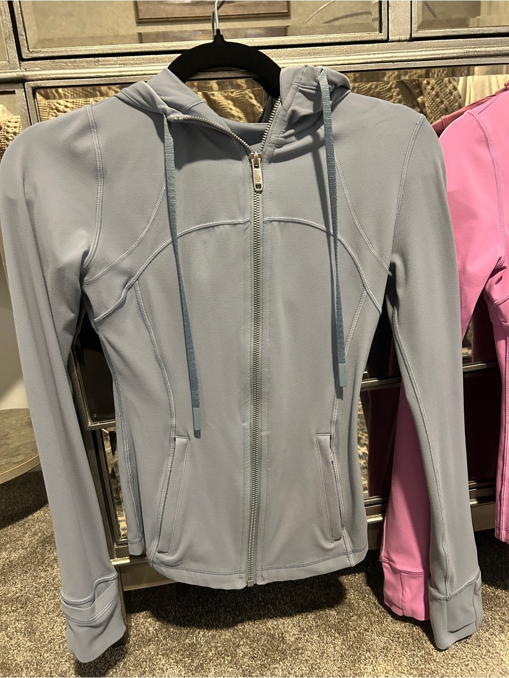 lululemon athletica Light Blue Hooded Zip-Up Bomber Jacket